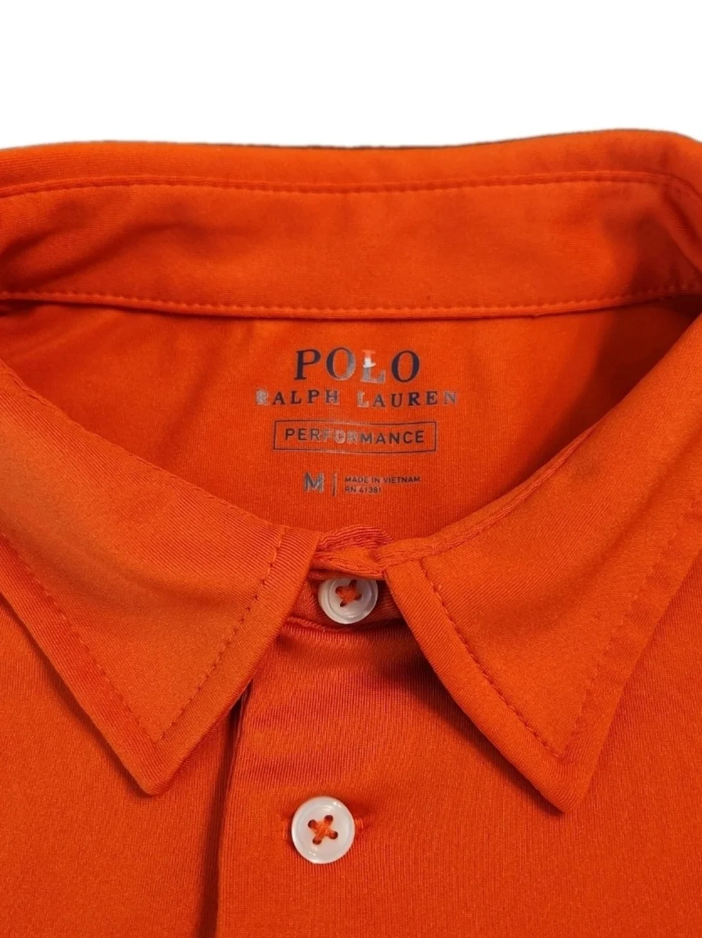 Polo Ralph Lauren Performance Short-Sleeve Shirt Men's Size Med Orange Blue Pony